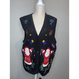 Vintage Bobbie Brooks Womens Size 18W/20W Christmas Vest Santa